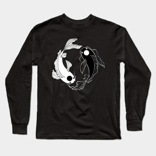 Koi Fish Ying Yang Black and White Long Sleeve T-Shirt